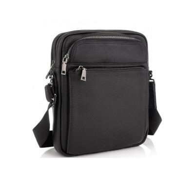 Елітна шкіряна чоловіча сумка через плече чорна Royal Bag RB-008A-1