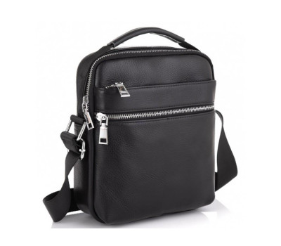 Чоловіча чорна шкіряна сумка через плече Tiding Bag NM23-6013A