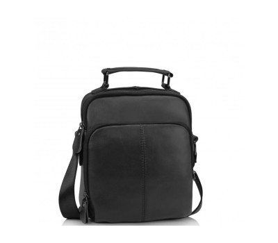 Чоловіча шкіряна сумка на плече чорна Tiding Bag SM8-009A