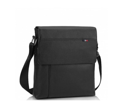 Чоловіча шкіряна сумка через плече чорна Tiding Bag A25F-98075A