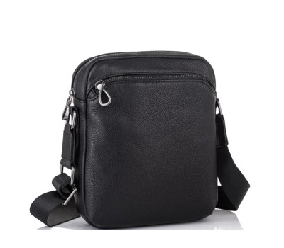 Чоловіча шкіряна сумка через плече чорна Tiding Bag SM8-9686-4A