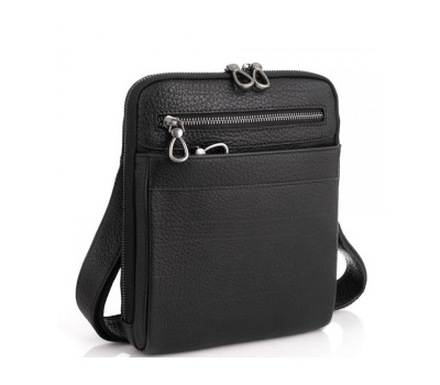 Черная мужская кожаная сумка-мессенджер Tiding Bag S-008A