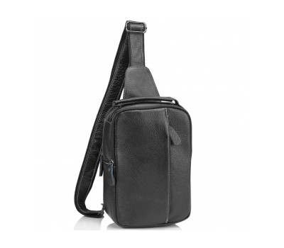 Чоловіча шкіряна сумка-слінг чорна Tiding Bag M35-1306A
