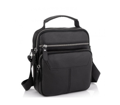 Сумка через плече чорна чоловіча шкіряна Tiding Bag A25F-1436A