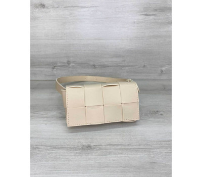 Жіноча сумка клатч на пояс «Енді» плетені бежева WeLassie