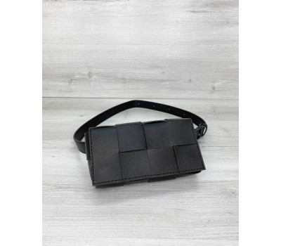 Жіноча сумка клатч на пояс «Енді» плетені чорна WeLassie