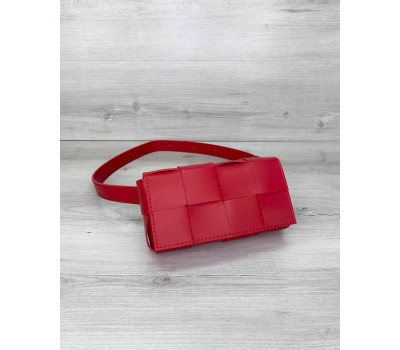 Жіноча сумка клатч на пояс «Енді» плетені червона WeLassie