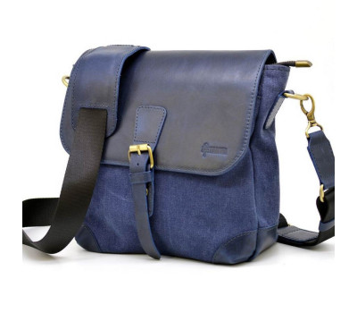 Сумка-месенджер через плече мікс тканини канваc і шкіри KK-1309-4lx TARWA