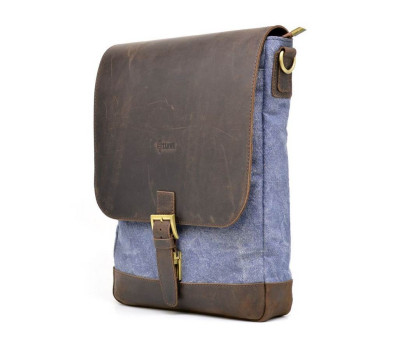 Вертикальна чоловіча сумка парусина і шкіра RK-1808-4lx TARWA