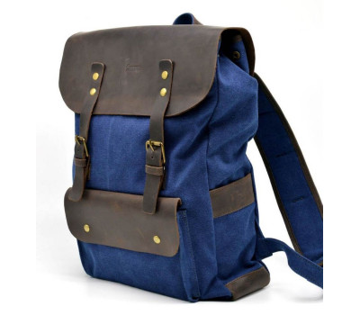 Рюкзак із натуральної шкіри RK-9001-4lx TARWA синій крейзі хорс