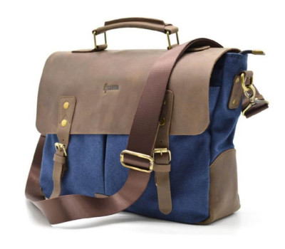 Мужская сумка-портфель кожа+парусина RK-3960-4lx от украинского бренда TARWA