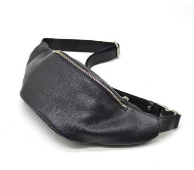 Сумка на пояс (бананка) чорна зі шкіри "флотар", TARWA FA-3036-4lx