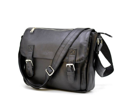 Чоловіча шкіряна сумка через плече з ручкою, підкладка - шкіра TARWA, GA-6046-1md