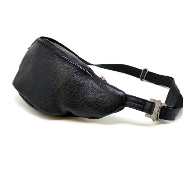 Сумка на пояс, бананка чорна зі шкіри флотар, TARWA FA-3036-3md