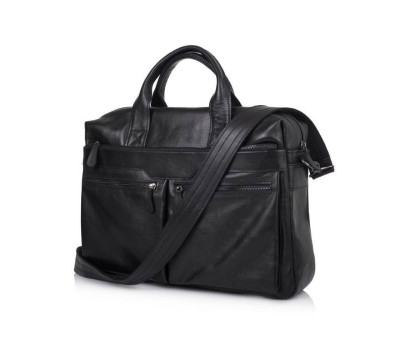 Збільшена сумка зі шкіри "черокі" для ноутбука чорного кольору TARWA GA-7122-3mdL