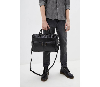 Сумка зі шкіри "черокі" для ноутбука чорна TARWA GA-7122-3md