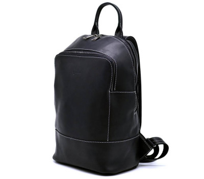 Жіночий чорний шкіряний рюкзак TARWA RA-2008-3md середнього розміру