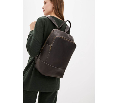 Жіночий коричневий шкіряний рюкзак TARWA RC-2008-3md середнього розміру