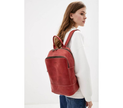 Жіночий червоний шкіряний рюкзак TARWA RR-2008-3md середнього розміру