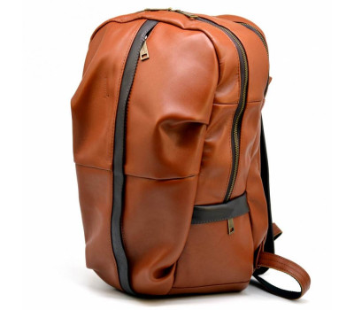 Чоловічий шкіряний міської рюкзак рудий з коричневим GB-7340-3md TARWA