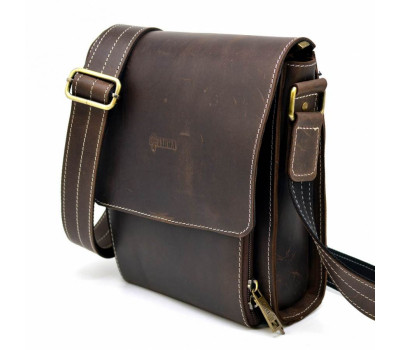 Шкіряна сумка-планшент через плече RCw-3027-3md бренду TARWA з білою строчкою