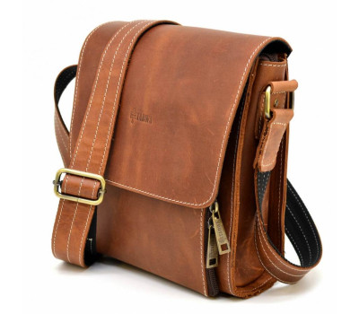 Шкіряна сумка-планшент через плече RB-3027-4lx бренду TARWA руда