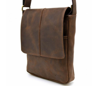 Чоловіча шкіряна сумка A5 через плече RC-1301-3md TARWA з клапаном коричнева