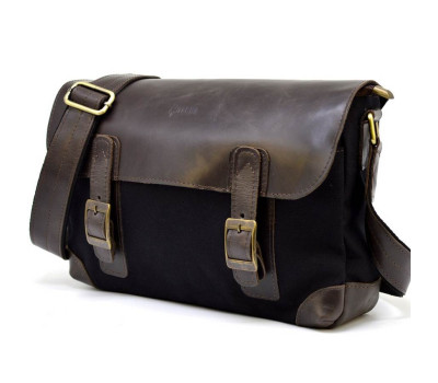 Чоловіча сумка через плече зі шкіри та канвас RGa-6002-3md TARWA
