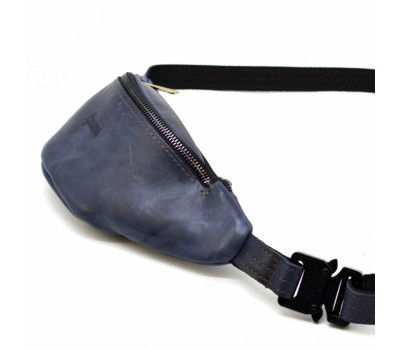 Синя маленька сумка бананка з кінської шкіри TARWA RK-3034-3md