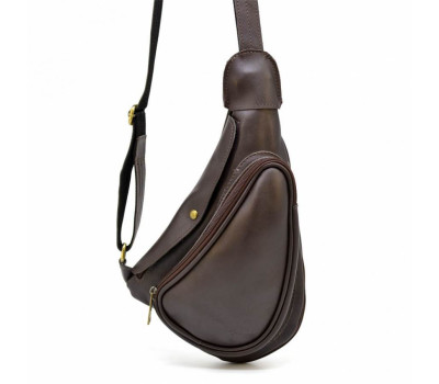 Слінг рюкзак на одне плече з телячої шкіри GC-3026-3md бренд Tarwa коричневий