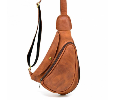 Шкіряний рюкзак TARWA RB-3026-3md на одне плече з накладною кишенею