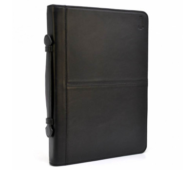 Папка шкіраная на молнии с ручкой формата А4+ с органайзером черная TARWA GA-4495-4lx