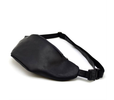Шкіряна сумка на пояс з чорною крейзі хорс бренду TARWA RA-3036-3md