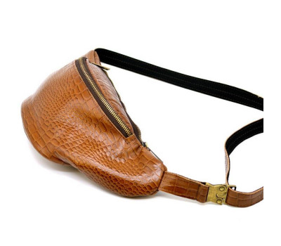 Руда напоясна сумка з тисненням "Крокодил" TARWA RP3-3036-3md