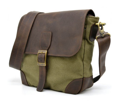 Мессенджер через плече мікс шкіри і тканини канваc RH-1309-4lx TARWA