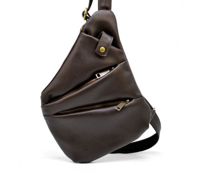 Чоловіча шкіряна сумка-слінг GC-6402-3md коричнева бренд TARWA