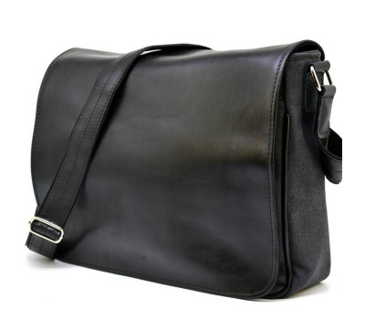 Чоловіча сумка через плече мікс шкіри і холщевої тканини канвас TARWA GG-1047-3md