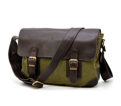 Чоловіча сумка через плече зі шкіри та канвас CH-6002-3md TARWA