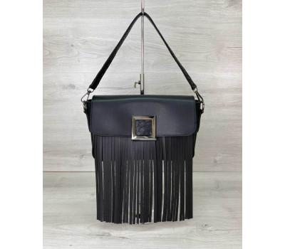 Жіноча сумка з бахромою «Аріель» чорна WeLassie