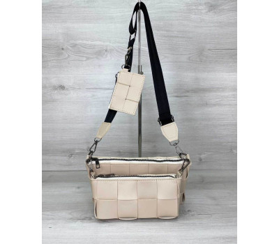 Жіноча сумка «Саллі» комплект 3 в 1 бежева WeLassie