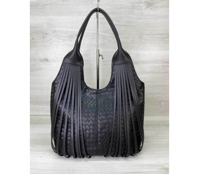 Жіноча сумка «Хелен» чорна плетена WeLassie