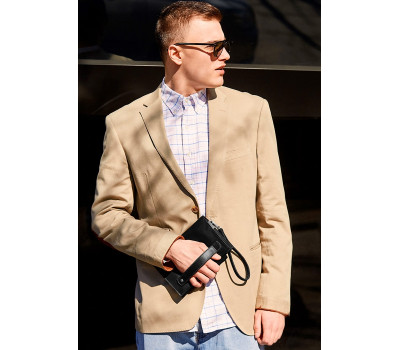 Кожаный мужской клатч-барсетка 3.0 черный Crazy Horse - BN-KLATCH-3-g-kr BlankNote