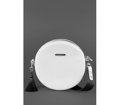 Кругла жіноча шкіряна сумочка Tablet біла - BN-BAG-23-light BlankNote