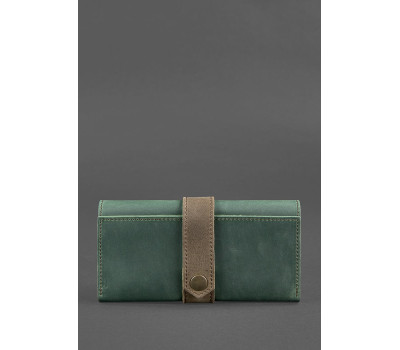 Шкіряне жіноче портмоне 3.0 зелене з коричневим - BN-PM-3-iz-o BlankNote