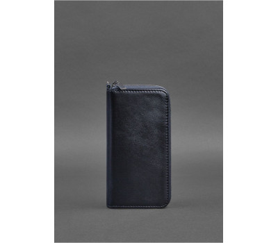 Шкіряне портмоне на блискавці 6.1 Темно-синє - BN-PM-6-1-navy-blue BlankNote