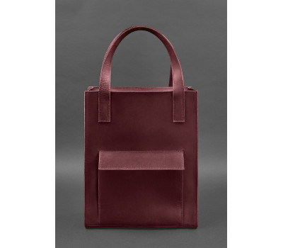 Кожаная женская сумка шоппер Бэтси с карманом бордовая - BN-BAG-10-1-vin-kr BlankNote