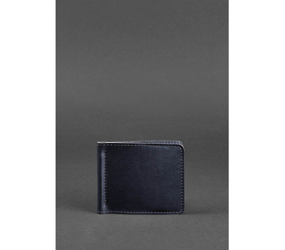Чоловіче шкіряне портмоне синє Краст 1.0 затиск для грошей - BN-PM-1-navy-blue BlankNote