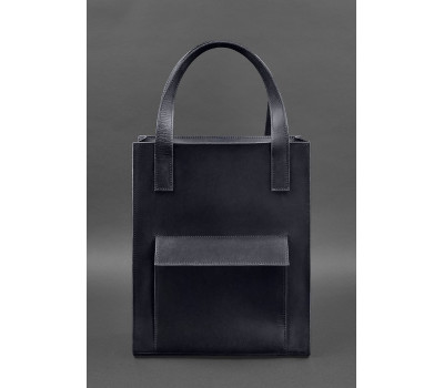 Кожаная женская сумка шоппер Бэтси с карманом синяя - BN-BAG-10-1-nn BlankNote