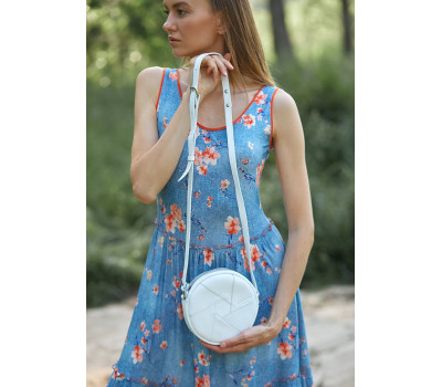 Шкіряна кругла жіноча сумка Бон-Бон біла - BN-BAG-11-light BlankNote