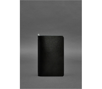 Вугільно-чорний шкіряний блокнот (софт-бук) 8.0 на гумці - BN-SB-8-ygol BlankNote